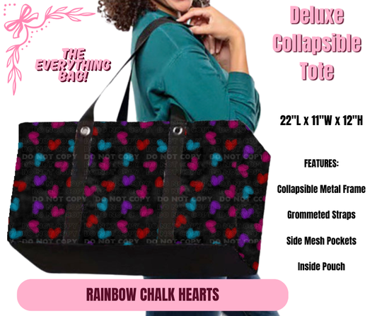 Preorder! Closes 11/27. ETA Feb. Rainbow Chalk Hearts Collapsible Tote