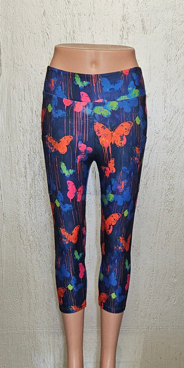 Neon Butterfly capris and bike shorts with pockets