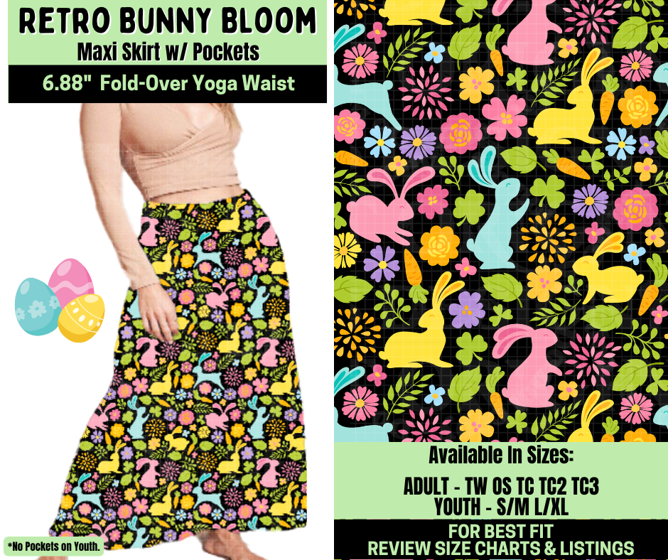 Preorder! Closes 1/19. ETA April. Retro Bunny Bloom Maxi Skirt
