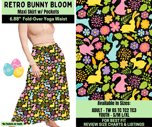 Preorder! Closes 1/19. ETA April. Retro Bunny Bloom Maxi Skirt
