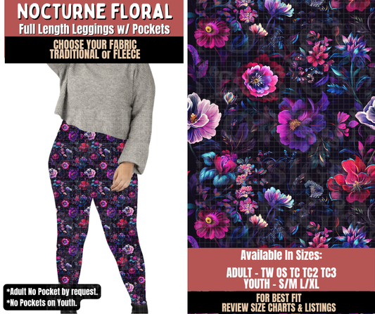 Preorder! Closes 10/22. ETA Jan. Nocturne Floral Leggings Choose Fleece or Traditional