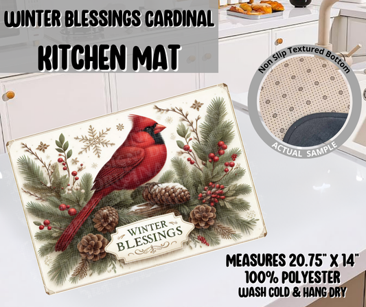 Preorder! Closes 9/10. ETA Dec. Winter Blessings Cardinal Kitchen Mat