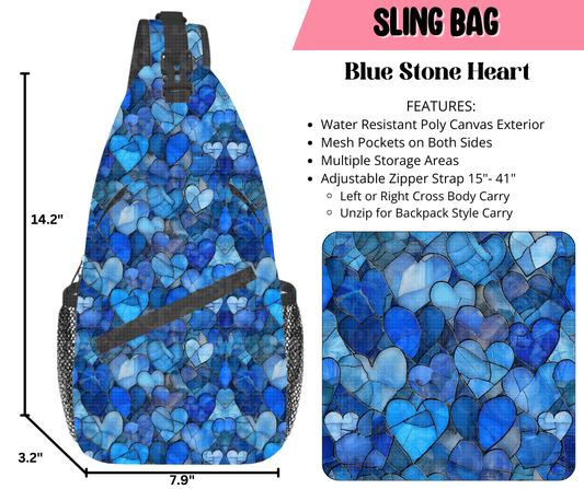 Preorder! Closes 9/17. ETA Dec. Blue Stone Heart Sling Bag