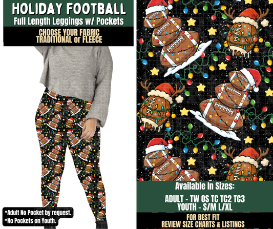Preorder! Closes 8/12. ETA Nov. Holiday Football Leggings Choose Fleece or Traditional