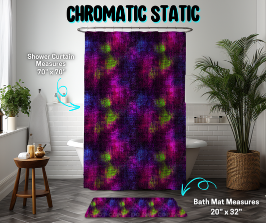 Preorder! Closes 3/26. ETA June. Chromatic Static Custom Shower Curtain and/or Bath Mat