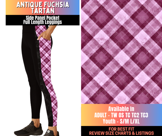 Preorder! Closes 10/15. ETA Jan. Antique Fuchsia Tartan Side Panel Pocket Full Length Leggings