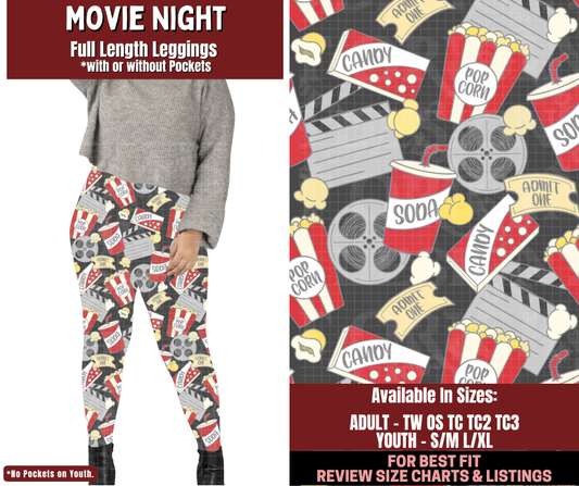 Preorder! Closes 2/4. ETA May. Movie Night Full Length Leggings w/wo Pockets