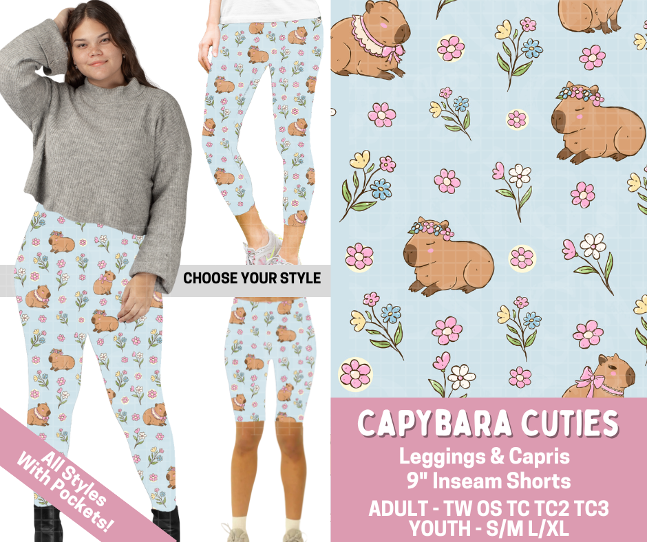 Preorder! Closes 2/23. ETA May. Capybara Cuties Combo Legging Lengths