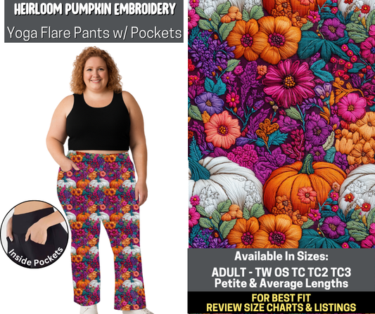 Preorder! Closes 5/19. ETA Aug. Heirloom Pumpkin Embroidery Yoga Flare Pants
