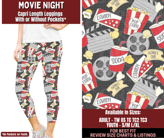 Preorder! Closes 2/4. ETA May. Movie Night Capri Length Leggings w/wo Pockets