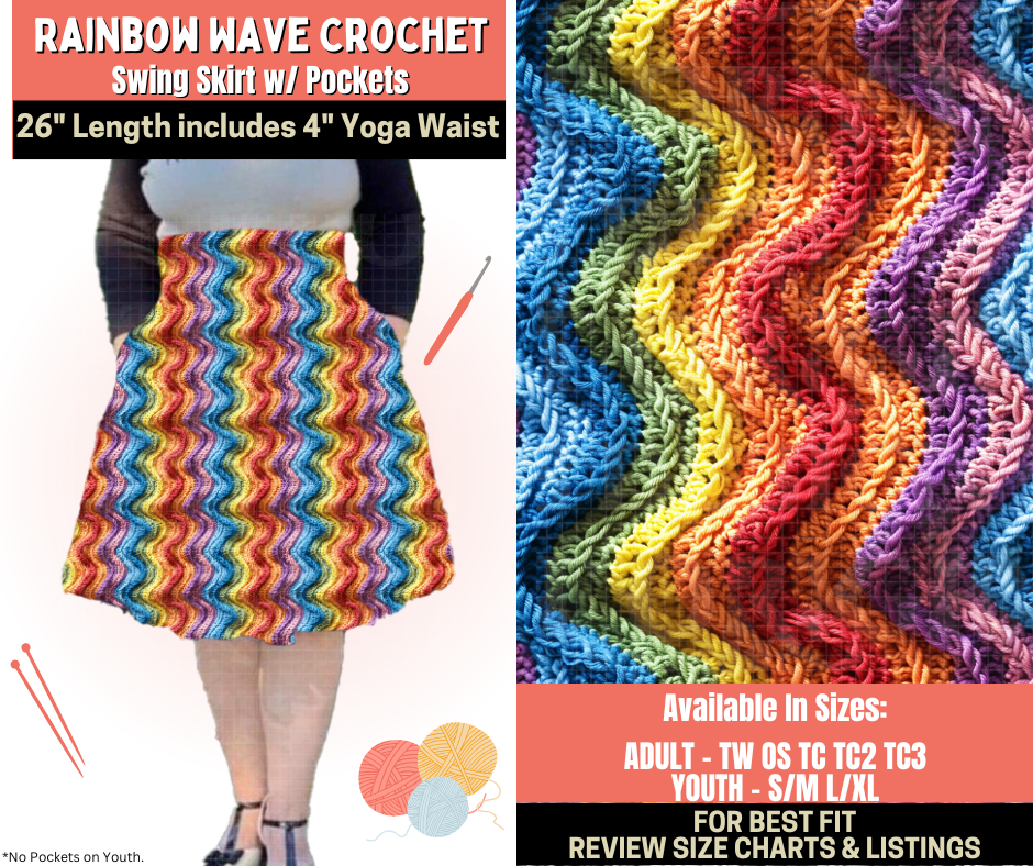 Preorder! Closes 10/1. ETA Dec. Rainbow Wave Crochet Swing Skirt