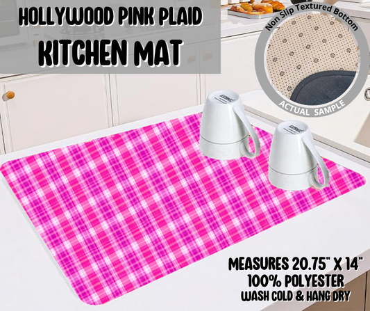 Preorder! Closes 11/26. ETA Feb. Hollywood Pink Plaid Kitchen Mat