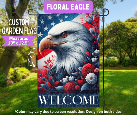 Preorder! Closes 5/11. ETA August. Floral Eagle Garden Flag