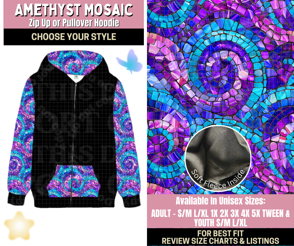 Preorder! Closes 9/25. ETA Dec. Amethyst Mosaic Zip-Up or Pullover Hoodie