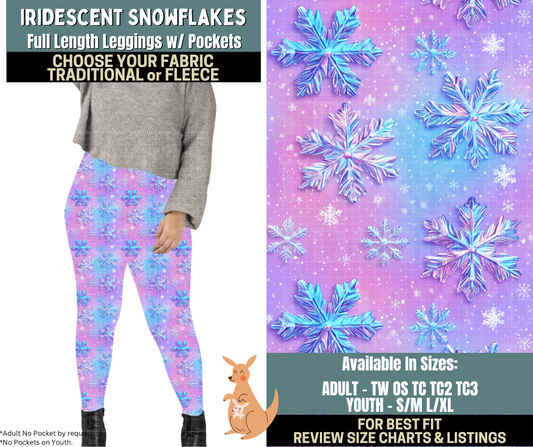 Preorder! Closes 10/2. ETA Dec. Iridescent Snowflake Leggings Choose Fleece or Traditional