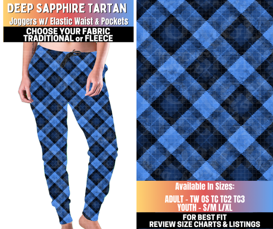 Preorder! Closes 10/15. ETA Jan. Deep Sapphire Tartan Joggers Choose Fleece or Traditional