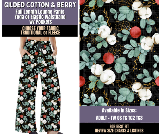 Preorder! Closes 9/3. ETA Dec. Gilded Cotton & Berry Lounge Pants Choose Fleece or Traditional