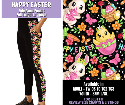 Preorder! Closes 1/22. ETA April. Happy Easter Side Panel Pocket Full Length Leggings