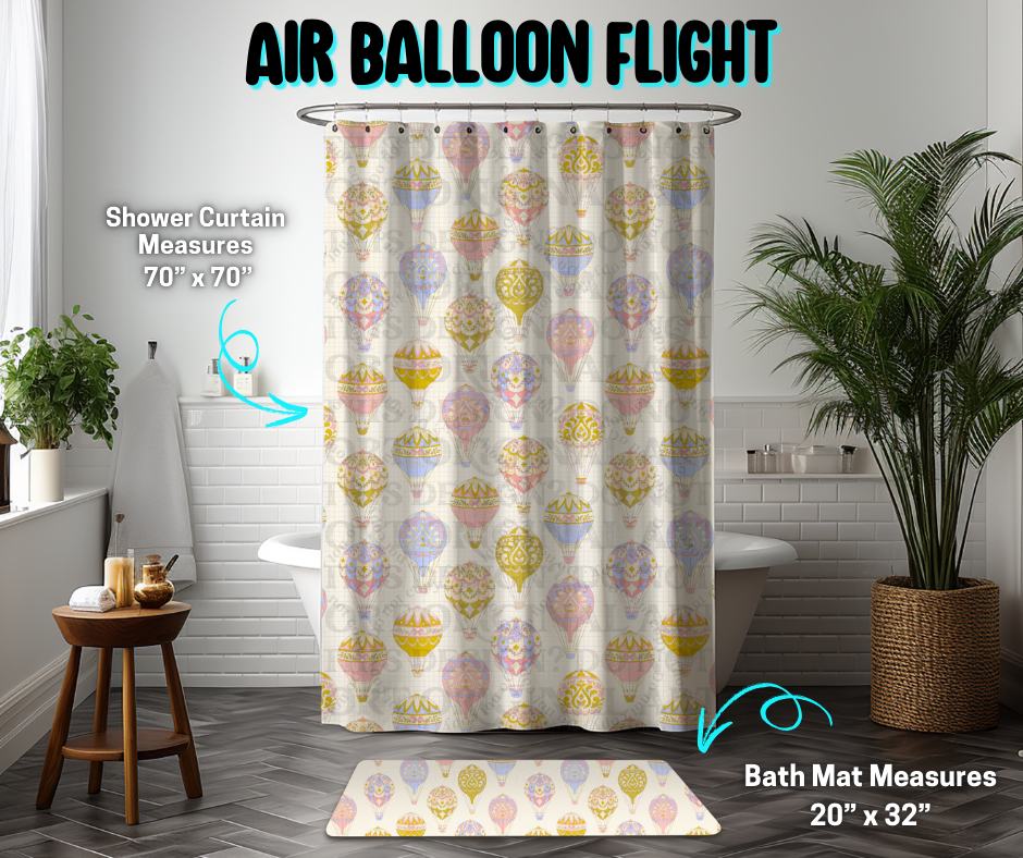 Preorder! Closes 3/26. ETA June. Air Balloon Flight Custom Shower Curtain and/or Bath Mat