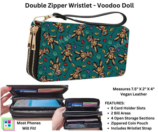 Voodoo Doll Double Zipper Wristlet