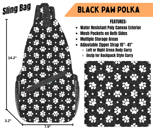 Preorder! Closes 6/22. ETA Sept. Black Paw Polka Sling Bag