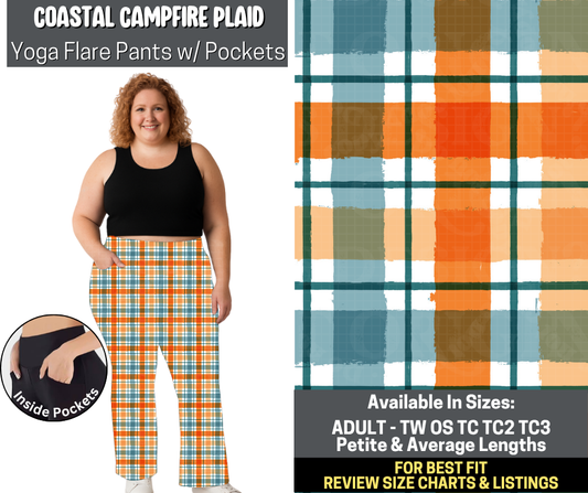 Preorder! Closes 5/19. ETA Aug. Coastal Campfire Plaid Yoga Flare Pants