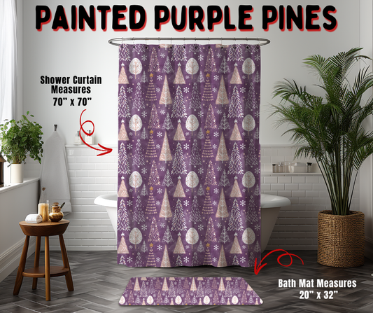 Preorder! Closes 9/2. ETA Dec. Painted Purple Pines Custom Shower Curtain and/or Bath Mat