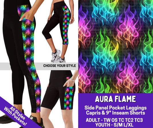 Preorder! Closes 4/9. ETA June. Aura Flame Combo Side Panel Legging Lengths