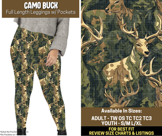 Preorder! Closes 9/12. ETA Dec. Camo Buck Full Length Leggings w/wo Pockets