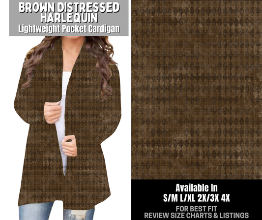 Preorder! Closes 12/3. ETA Feb. Brown Distressed Harlequin Pocket Cardigan