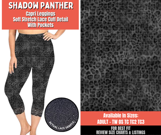 Preorder! Closes 5/18. ETA Aug. Shadow Panther Lace Cuff Capris w/ Pockets