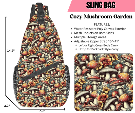 Preorder! Closes 9/17. ETA Dec. Cozy Mushroom Garden Sling Bag