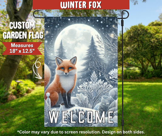 Preorder! Closes 9/22. ETA Dec. Winter Fox Garden Flag