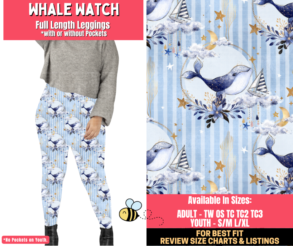 Preorder! Closes 1/28. ETA April. Whale Watch Full Length Leggings w/wo Pockets