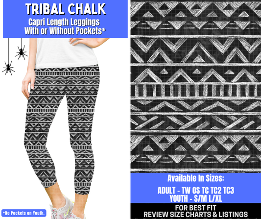 Preorder! Closes 1/26. ETA April. Tribal Chalk Capri Length Leggings w/wo Pockets