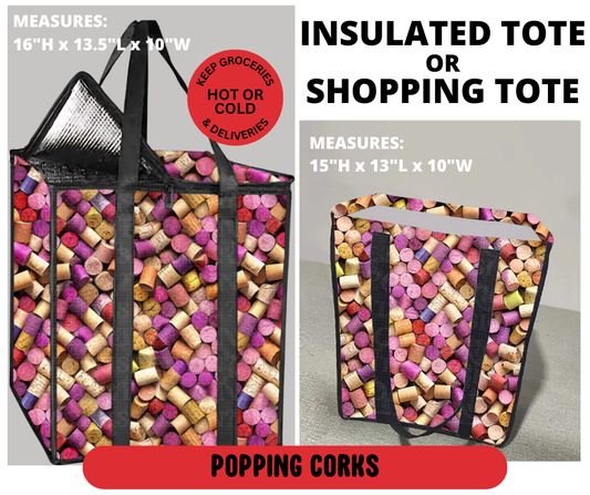 Preorder! Closes 3/23. ETA June. Popping Corks Shopping & Insulated Tote