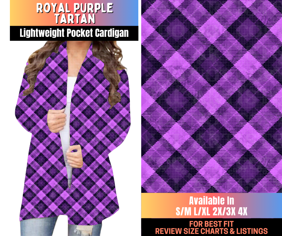 Preorder! Closes 10/15. ETA Jan. Royal Purple Tartan Pocket Cardigan