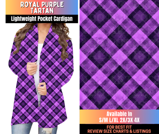 Preorder! Closes 10/15. ETA Jan. Royal Purple Tartan Pocket Cardigan