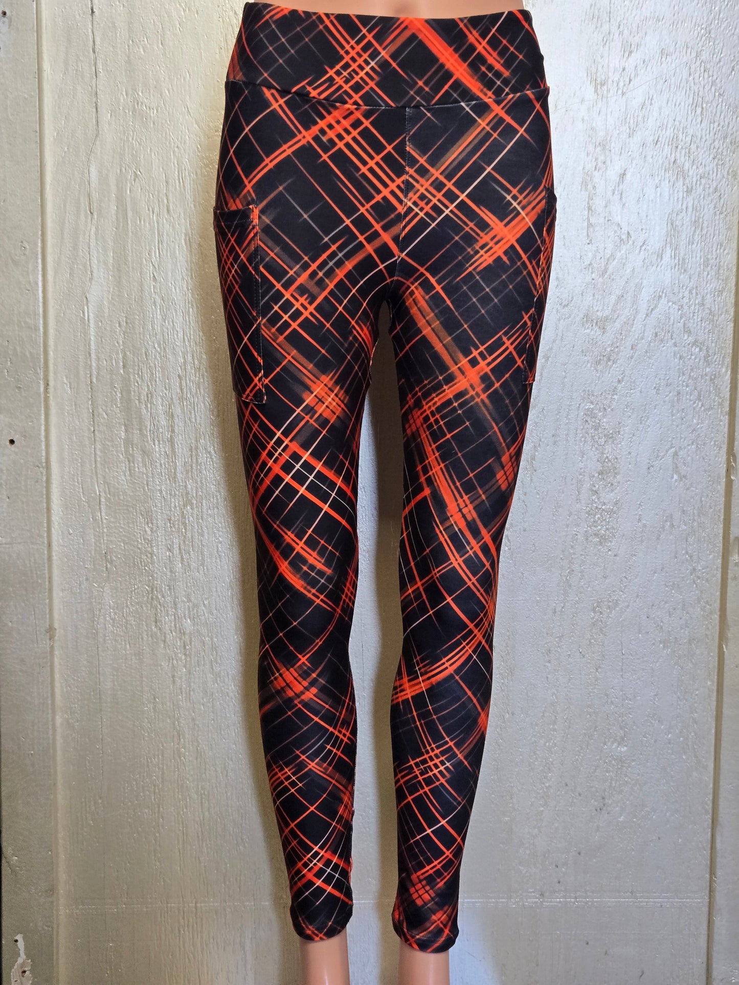 Halloween plaid 6 leggings with pockets