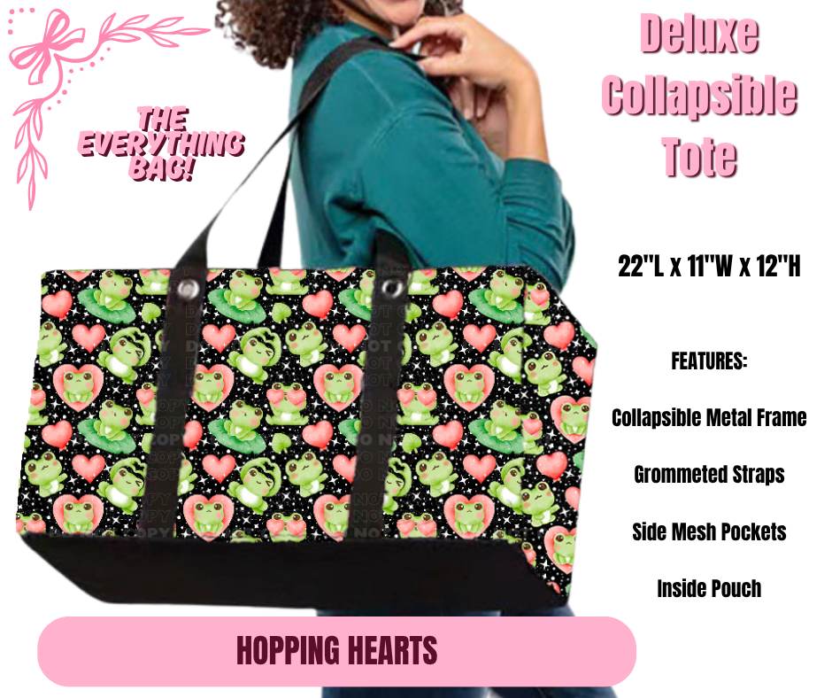 Preorder! Closes 11/27. ETA Feb. Hopping Hearts Collapsible Tote