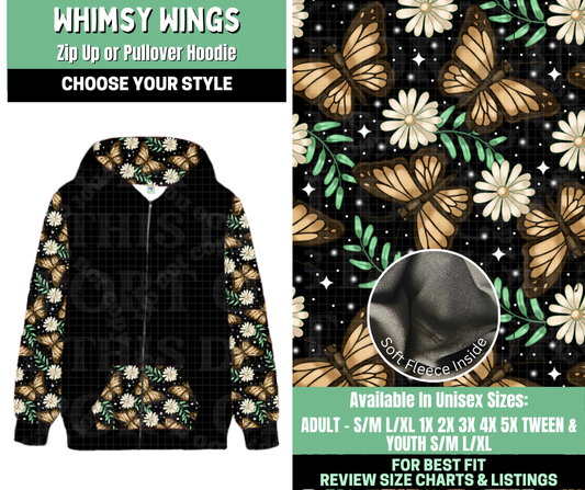Preorder! Closes 1/7. ETA March. Whimsy Wings Zip-Up or Pullover Hoodie