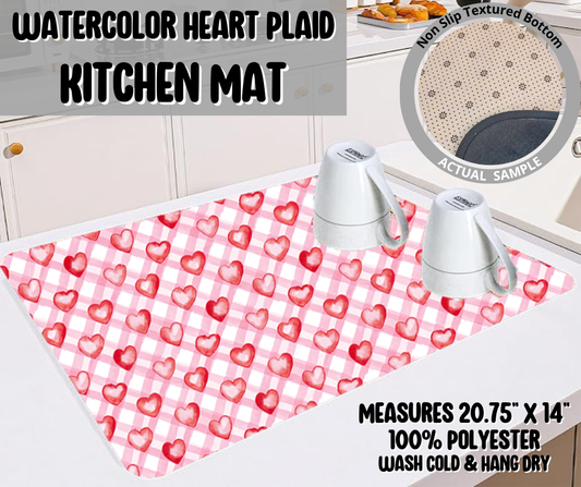 Preorder! Closes 11/26. ETA Feb. Watercolor Heart Plaid Kitchen Mat