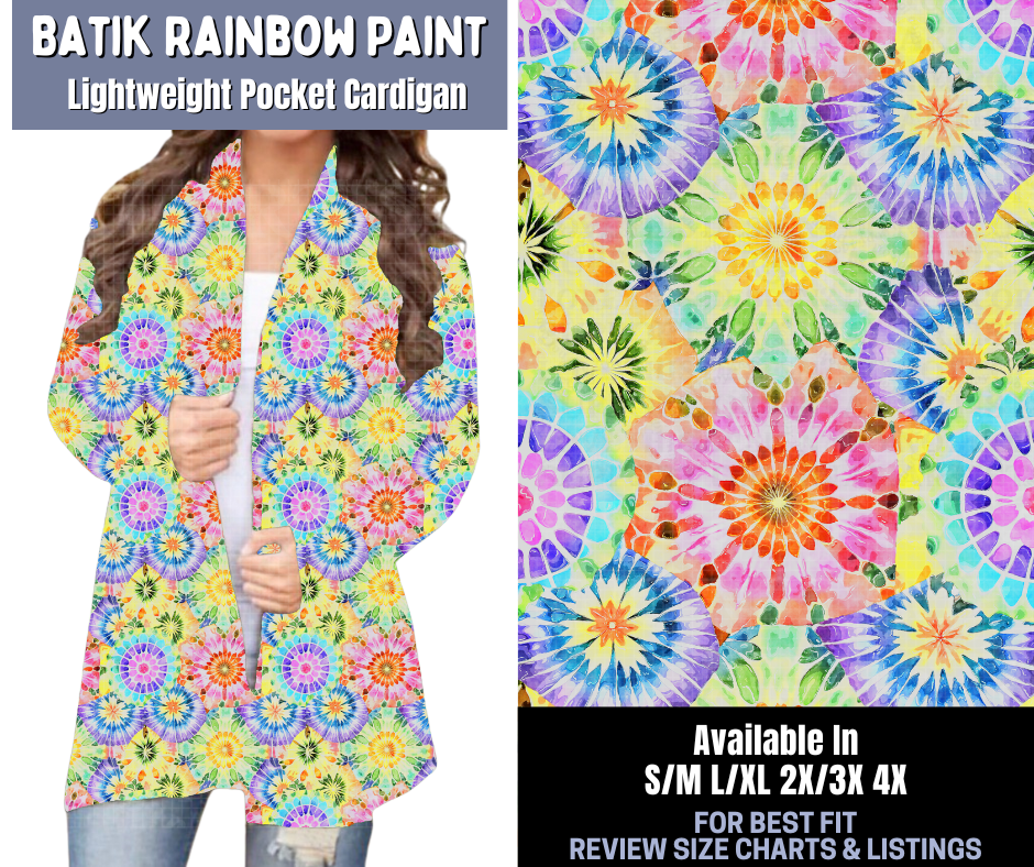 Preorder! Closes 1/8. ETA March. Batik Rainbow Paint Pocket Cardigan