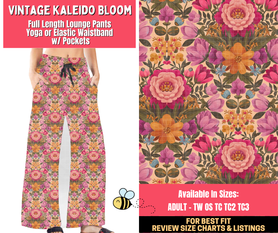 Preorder! Closes 1/28. ETA April. Vintage Kaleido Bloom Full Length Lounge Pants