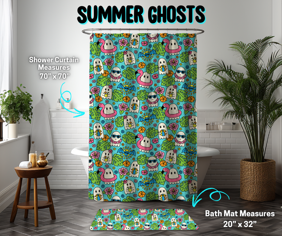 Preorder! Closes 3/26. ETA June. Summer Ghosts Custom Shower Curtain and/or Bath Mat