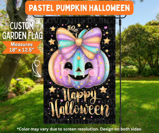Preorder! Closes 7/6. ETA Oct. Pastel Pumpkin Halloween Garden Flag