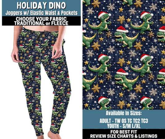 Preorder! Closes 10/13. ETA Jan. Holiday Dino Joggers Choose Fleece or Traditional