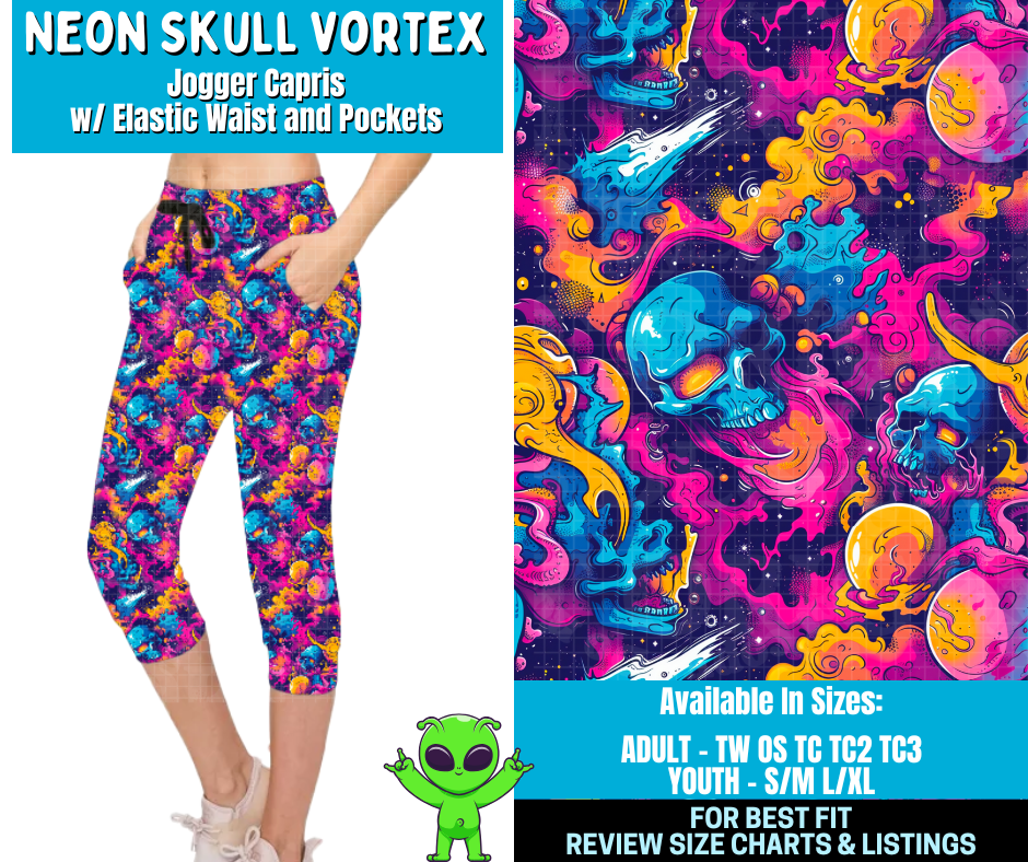 Preorder! Closes 2/11. ETA May. Neon Skull Vortex Combo Jogger Lengths