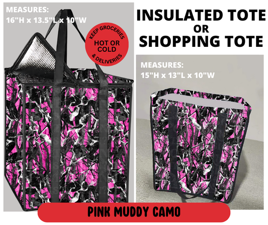 Preorder! Closes 3/23. ETA June. Pink Muddy Camo Shopping & Insulated Tote