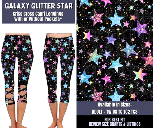 Preorder! Closes 4/1. ETA June. Galaxy Glitter Star Criss Cross Capri w/ Pockets